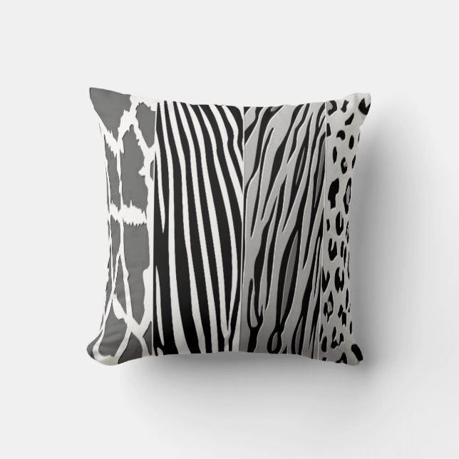 Black And Blue and white animal Printed Zebra St Cushion (Front)