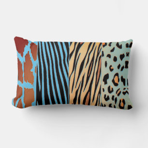 Black And Blue Animal Printed Zebra Stripe Pillow