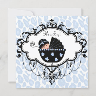 Black and Blue Baby Shower Invitation