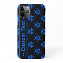 Black and Blue Biohazard  Phone Case w/ Text