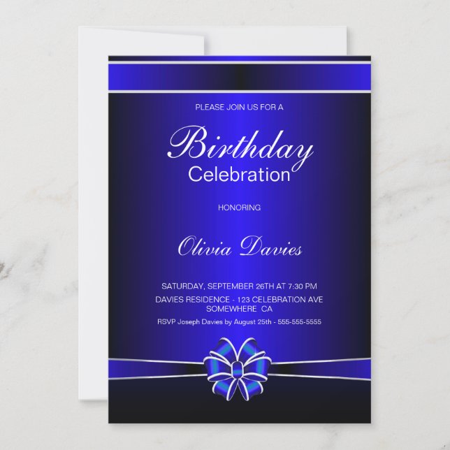 Black and Blue Birthday Celebration Invitation (Front)