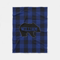 Black and Blue Buffalo Check Bear Monogram