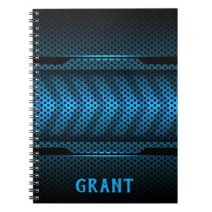 Black and Blue Carbon Fibre Car Monogram  Notebook
