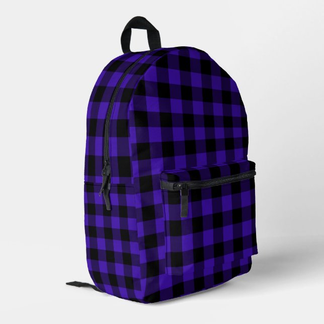 Black and Blue Check Backpack (Back Corner Left)