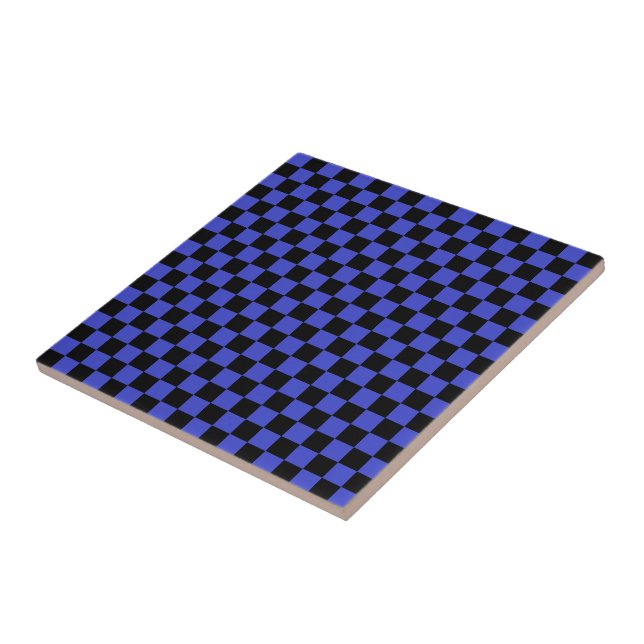 Black and Blue Check Ceramic Tile (Side)