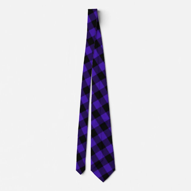 Black and Blue Check Neck Tie - Modern (Back)