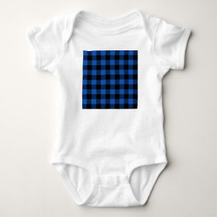 Black and Blue Checkered Buffalo Pattern Baby Bodysuit