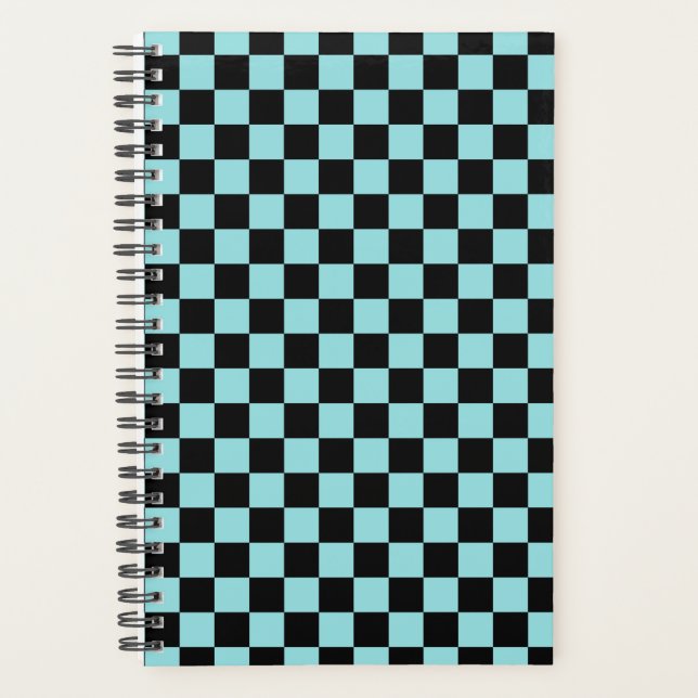 Black and Blue Checkered Pattern Notebook Planner (Front)