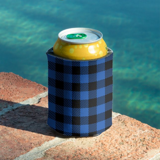 Black and Blue Chequered Buffalo Pattern Can Cooler (In Situ Pool)