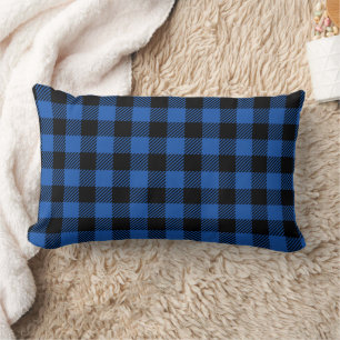 Black and Blue Chequered Buffalo Pattern Lumbar Cushion