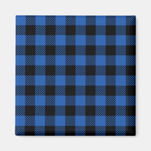 Black and Blue Chequered Buffalo Pattern Magnet