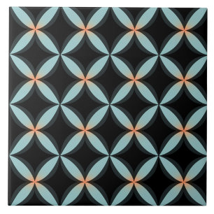 Black and Blue Circles, Seamless Pattern Tile