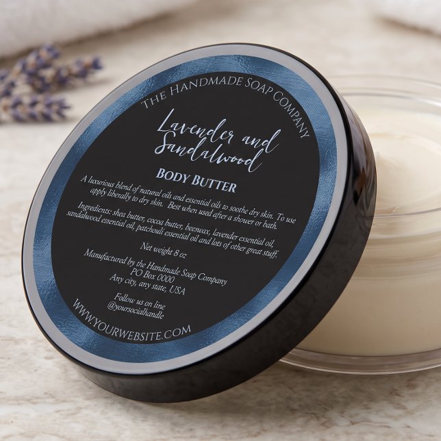Black and Blue Cosmetics Jar Label w Ingredients (Creator Uploaded)