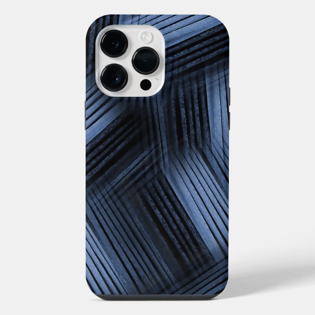 Black and Blue Diagonal Abstract iPhone Case (Back)