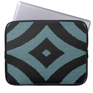 Black and Blue Diamonds African Print Laptop Sleeve