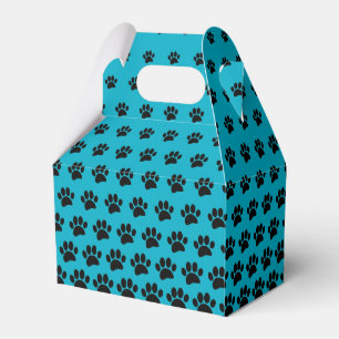 Black and Blue Dog Paw Print Pattern Custom Favour Box