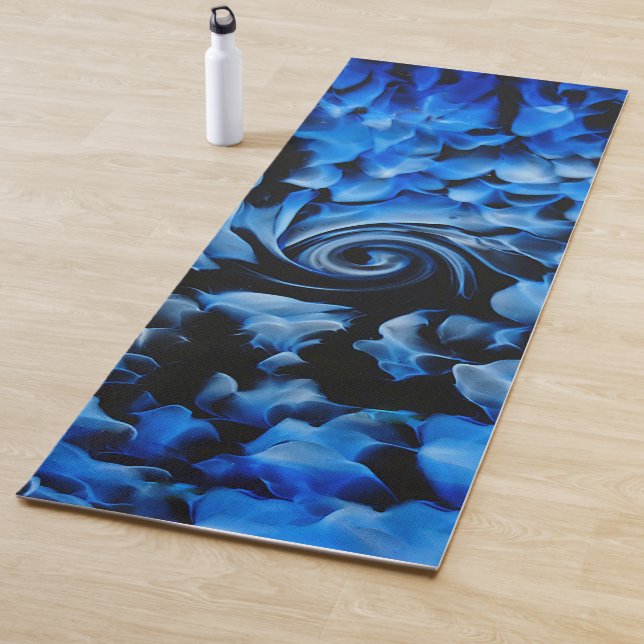 Black and Blue Fluid Abstract  Yoga Mat (In Situ)