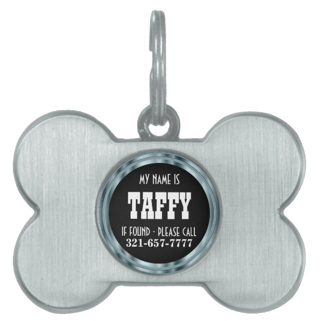 Black and Blue Framed  Pet ID Tag (Front)
