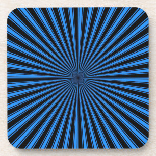 Black and Blue Funky Striped Abstract Art Coaster