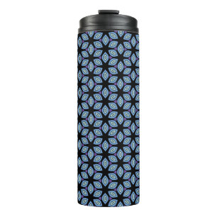Black and blue Geometric Floral Thermal Tumbler