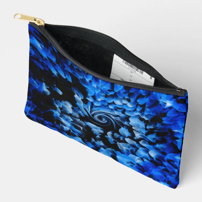 Black And Blue Glass Abstract Accessory Pouch (Open)