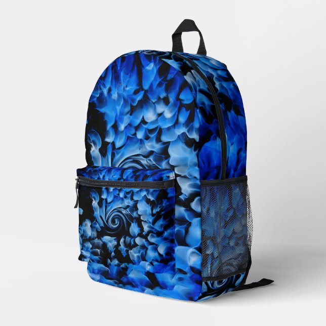 Black And Blue Glass Abstract Printed Backpack (Back Corner Right)