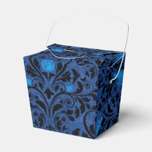 Black and Blue Gothic Roses Damask Favour Box