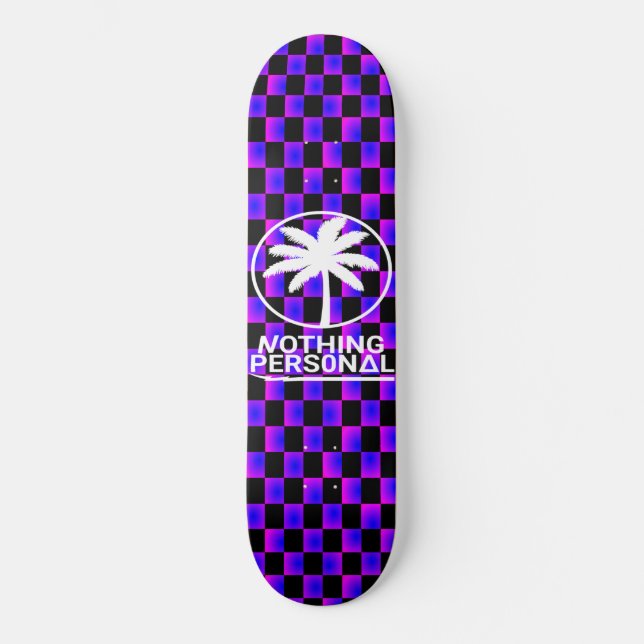 Black and Blue Gradient Chequered Pattern Skateboard (Front)