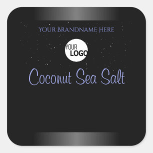 Black and Blue Gradient Product Label Glitter Logo