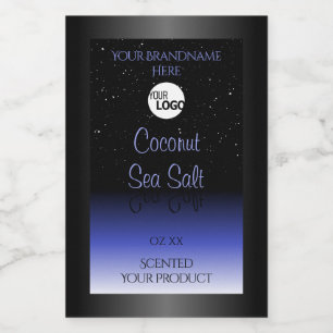 Black and Blue Gradient Product Label Glitter Logo