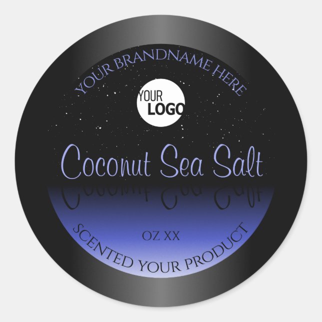 Black and Blue Gradient Product Label Glitter Logo (Front)