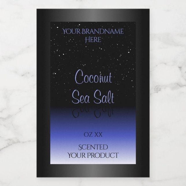 Black and Blue Gradient Product Label Soft Glitter (Single Label)