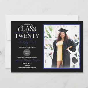 Black and Blue Graduation Invitation with Photo