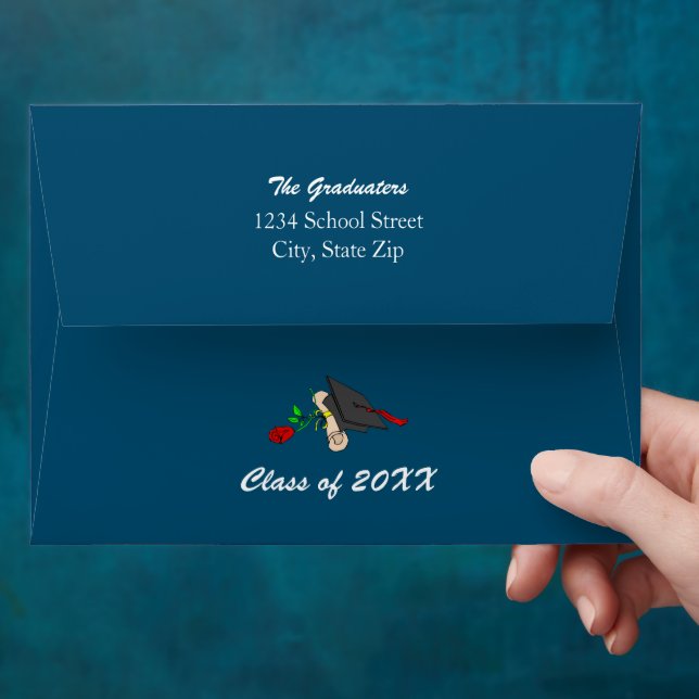 Black and Blue Graduation Party Envelope (Hand)