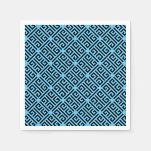 Black and Blue Greek Key Pattern Napkin