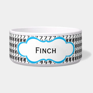 Black and Blue Houndstooth | Personalised Dog Dish