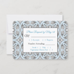 Black and Blue Mandala Wedding RSVP card