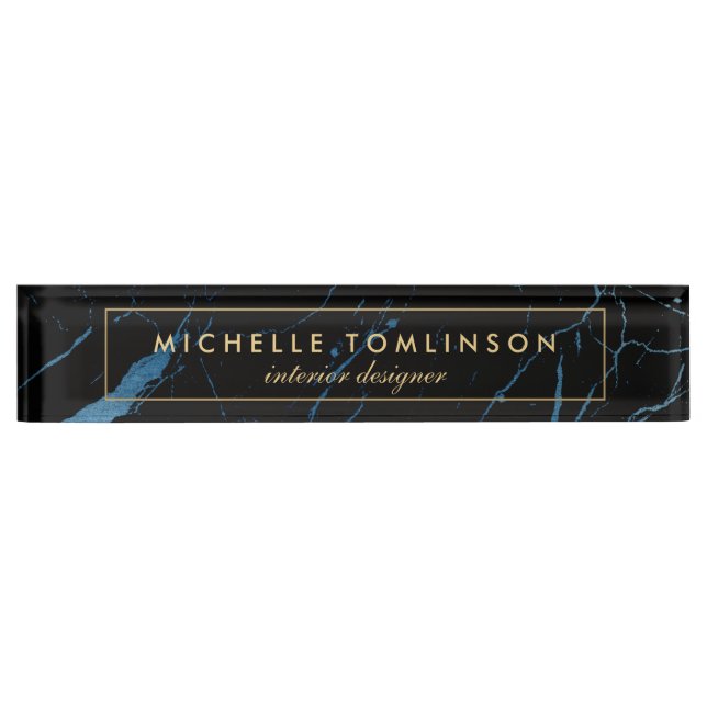 Black and Blue Marble Designer Nameplate (Front)