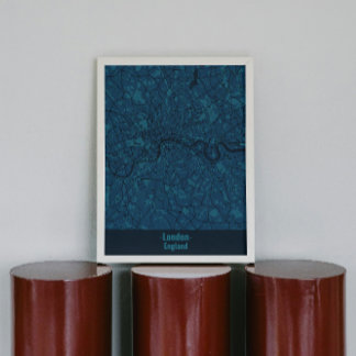 Black and Blue Minimalist London City Poster