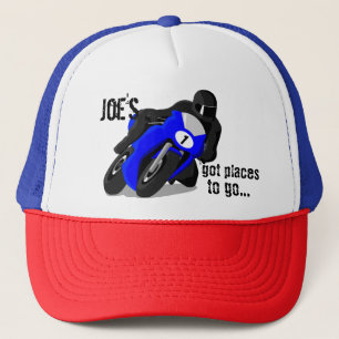 Black and Blue Motorcycle Customised Cap