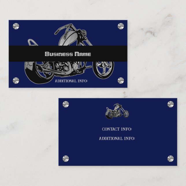 Black And Blue Motorcycle Shop Business Card (Front/Back)