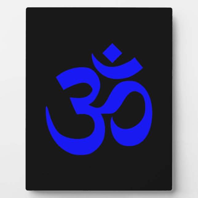 Black and Blue Om Symbol Plaque (Front)