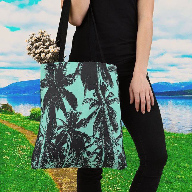 Black and Blue Palm Trees Design Tote Bag (Creator Uploaded)