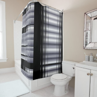 Black and Blue Pattern Shower Curtain