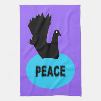 Black and Blue Peace Dove Kitchen Towel