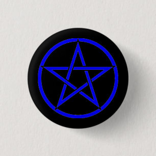 Black and Blue Pentacle Pentagram Button Badge