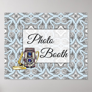 Black and Blue Photo Booth Wedding Sign Poster