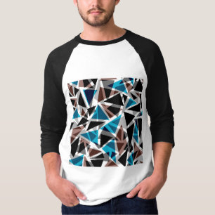 Black and Blue, Polygonal, Abstract, Geometric T-Shirt
