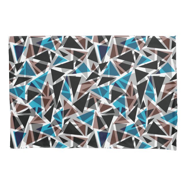 Black and Blue, Polygonal, Abstract Pillowcase (Front)