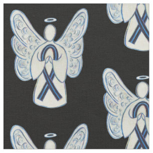 Black and Blue Ribbon Angel Custom Fabric